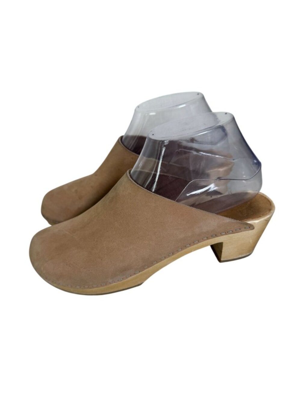 BRYR Tan Leather Classic Worker Clogs Wooden Soles 37 US sz 7 Mule Shoes Heeled - Picture 3 of 16